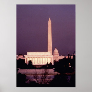 Washington monument, huvudstaden och Jefferson Poster
