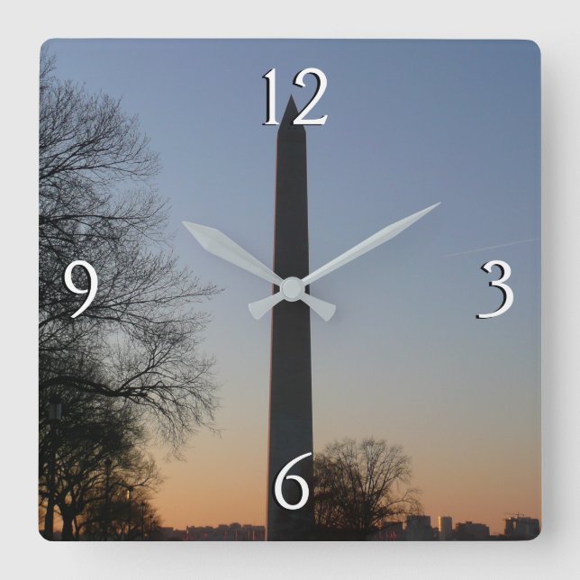 Washington Monument i Sunset Fyrkantig Klocka (Framsida)