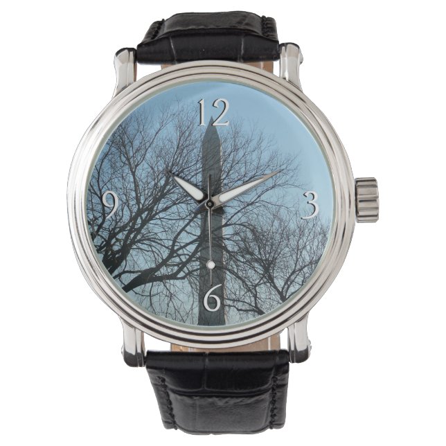 Washington Monument i Winter I liggande Armbandsur (Framsida)