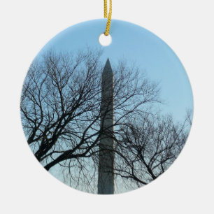 Washington Monument i Winter I liggande Julgransprydnad Keramik
