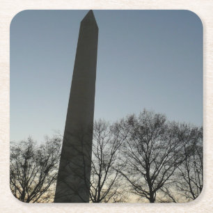 Washington Monument i Winter II Landskap Underlägg Papper Kvadrat