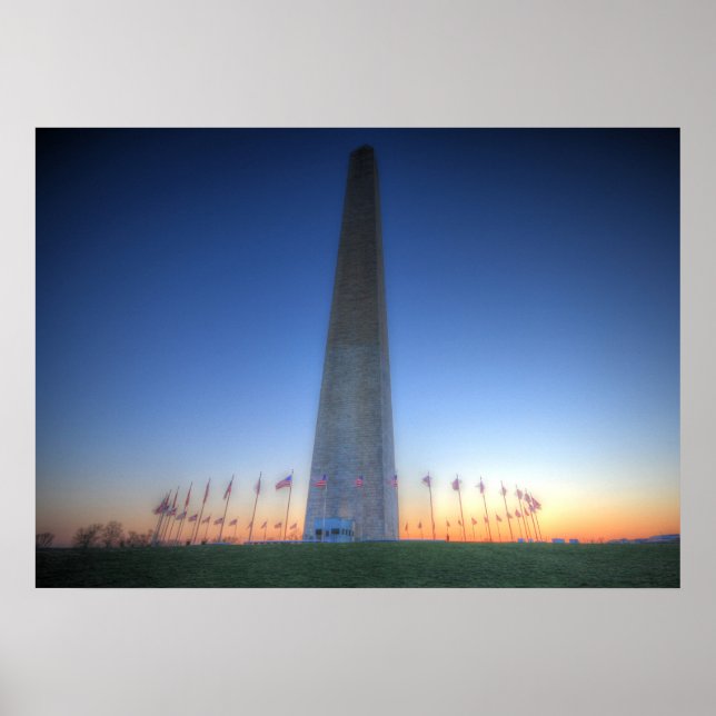 Washington Monument med Orange Sunset Poster (Framsidan)