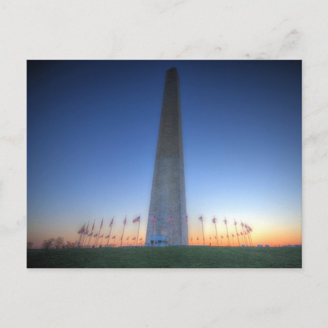 Washington Monument med Orange Sunset Vykort (Framsida)