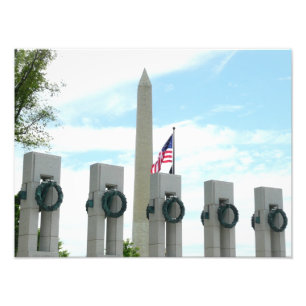 Washington Monument och WWII Memorial i DC Fototryck