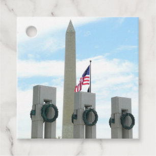 Washington Monument och WWII Memorial i DC Gåvor Etiketter