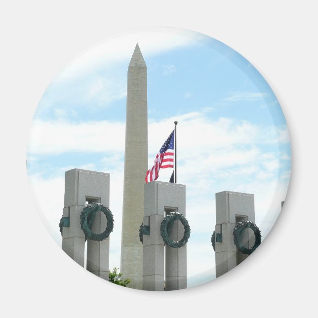 Washington Monument och WWII Memorial i DC Magnet (Framsidan)