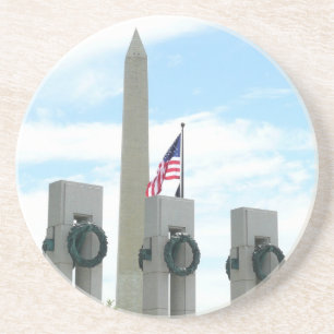 Washington Monument och WWII Memorial i DC Underlägg Sandsten
