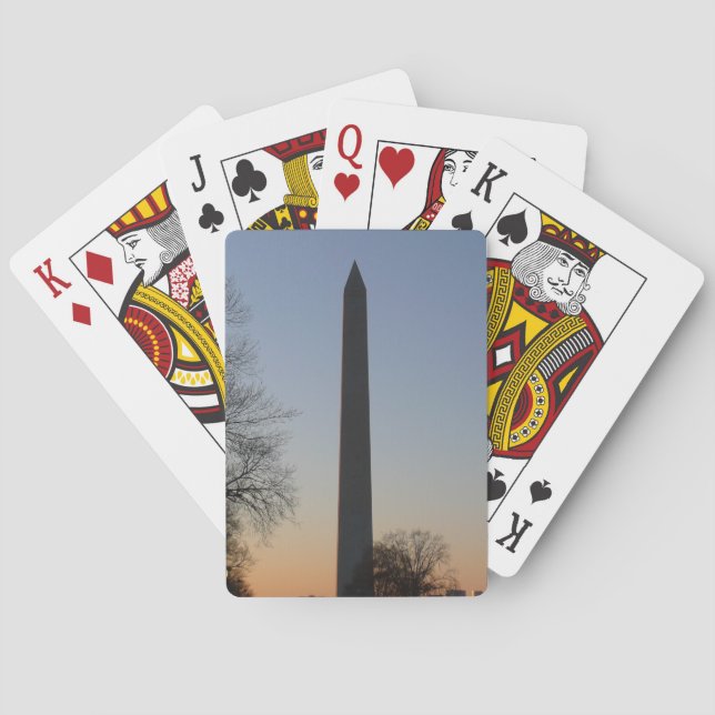 Washington Monument vid solnedgång i DC Casinokort (Baksidan)