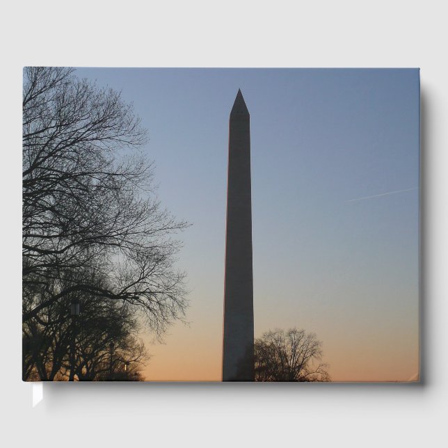 Washington Monument vid solnedgång i DC Gästböcker (Framsida)