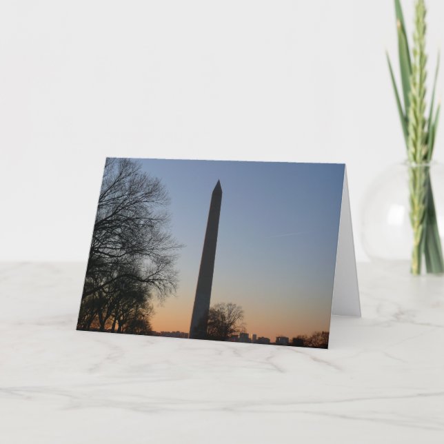 Washington Monument vid solnedgång i DC Kort (Framsida)