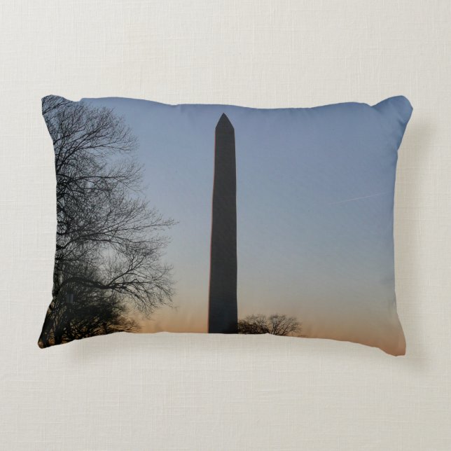 Washington Monument vid solnedgång i DC Prydnadskudde (Baksidan)