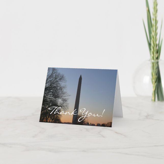 Washington Monument vid solnedgång i DC Tack Kort (Framsida)