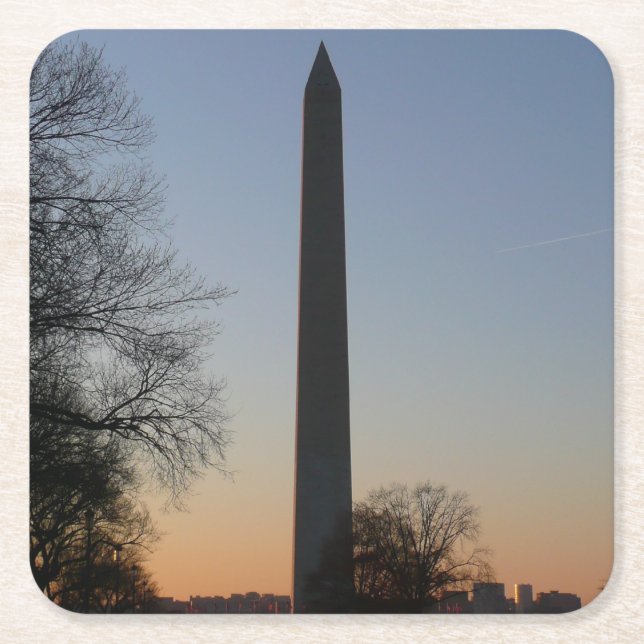 Washington Monument vid solnedgång i DC Underlägg Papper Kvadrat (Framsidan)