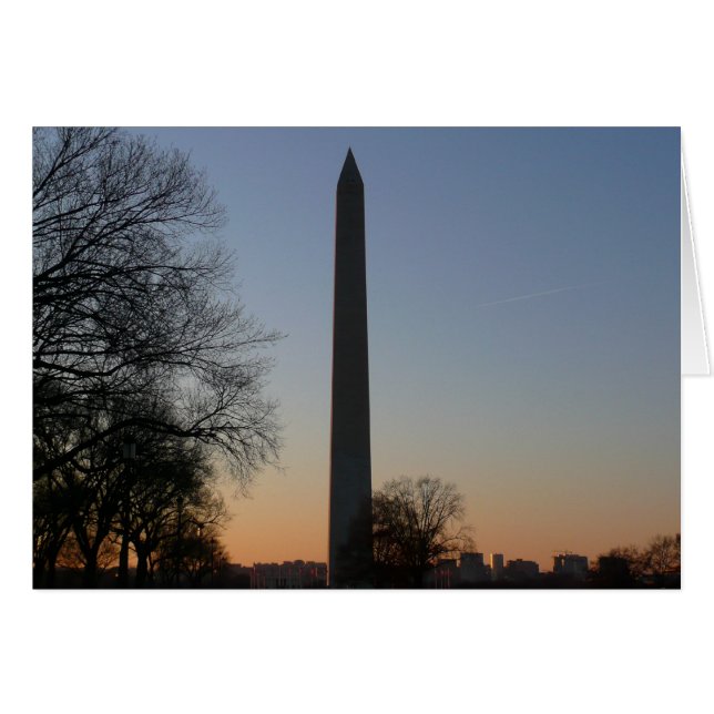 Washington Monument vid Sunset i DC Hälsningskort (Framsidan Horizontal)
