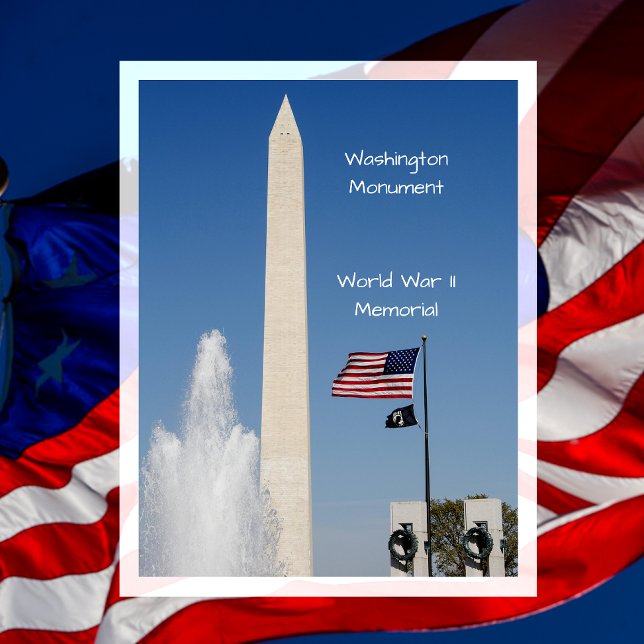 Washington Monument, WW II-minnesmärke, Fira 250 Vykort (Skapare uppladdad)