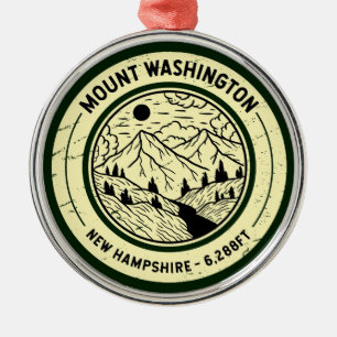 Washington New Hampshire Hiking Skiing Retro Julgransprydnad Metall