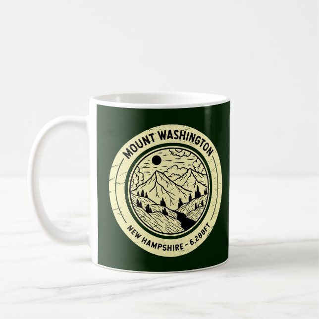 Washington New Hampshire Hiking Skiing Retro Kaffemugg (Vänster)