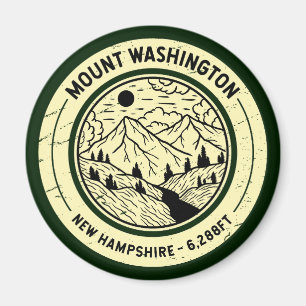 Washington New Hampshire Hiking Skiing Retro Magnet