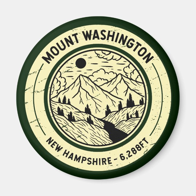 Washington New Hampshire Hiking Skiing Retro Magnet (Framsidan)