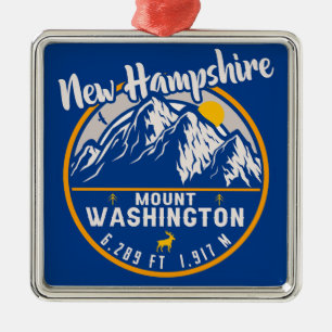 Washington New Hampshire - Retro Mountain Julgransprydnad Metall