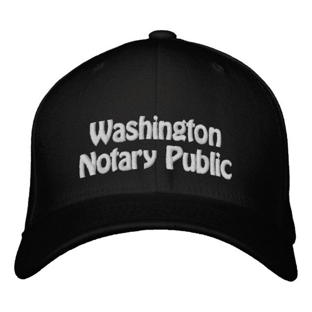 Washington Notary Public Embroired Baseball Cap Broderad Keps (Framsida)