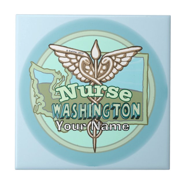Washington Nurse Caduceus Kakelplatta (Framsidan)