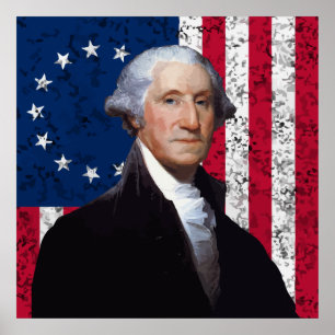 Washington och amerikanska flaggan poster