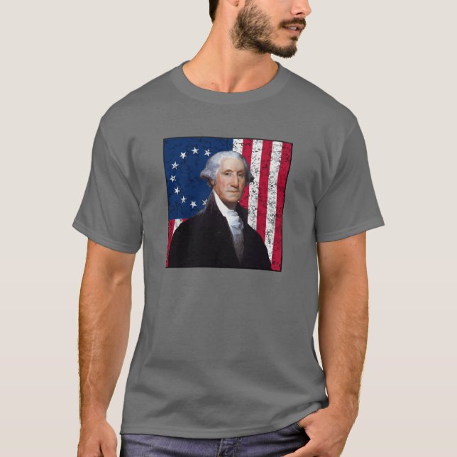 Washington och amerikanska flaggan t-shirt (Framsida)