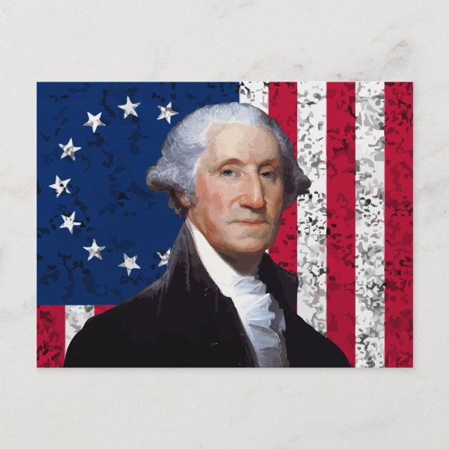 Washington och den amerikanska Flagga Vykort (Framsida)