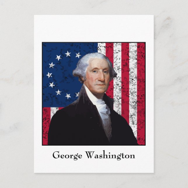 Washington och den amerikanska Flagga Vykort (Framsida)