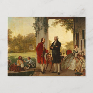 Washington och Lafayette på berget Vernon 1784 Vykort