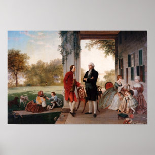Washington och Lafayette på berget Vernon Poster