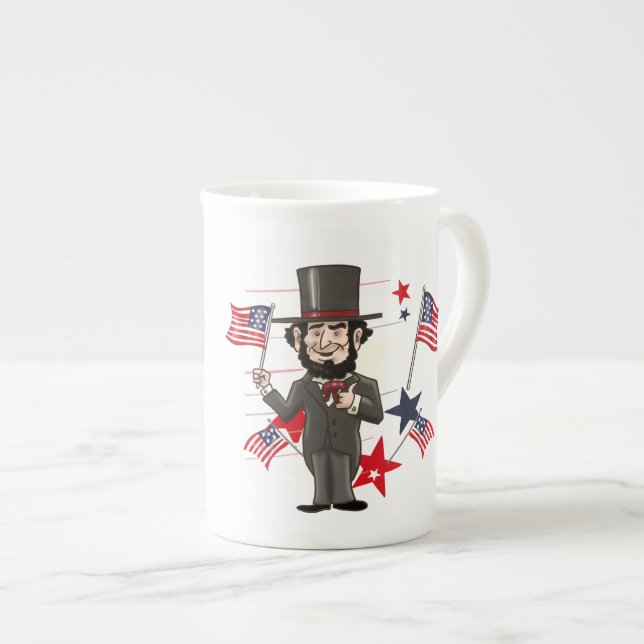 Washington och Lincoln Benporslin Mugg (Framsida höger)
