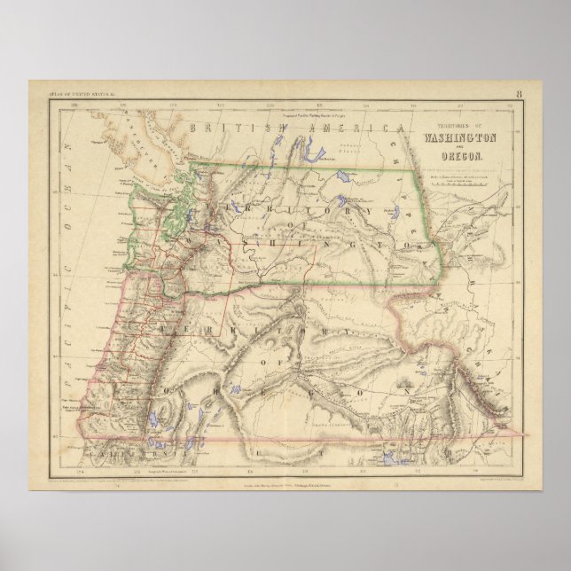 Washington och Oregon Poster (Framsidan)