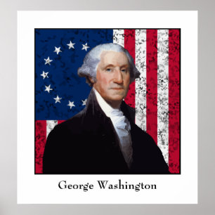 Washington och U.S.-flagga Poster