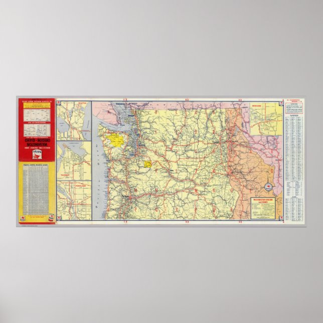 Washington, Oregon, Idaho Poster (Framsidan)