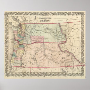 Washington, Oregon och Idaho och Montana Poster