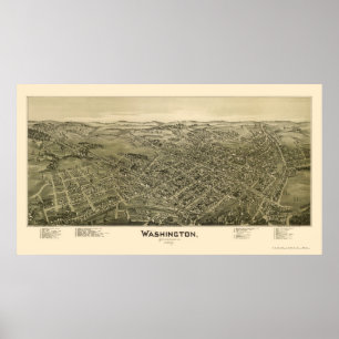 Washington, PA Panoramic Karta - 1897 Poster