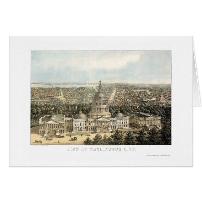 Washington panorama- karta för DC - 1857 Hälsningskort (Framsidan Horizontal)