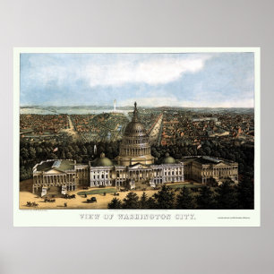Washington panorama- karta för DC - 1871 Poster