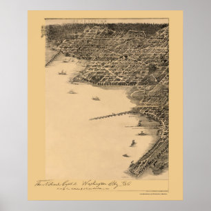 Washington panorama- karta för DC - 1883 Poster