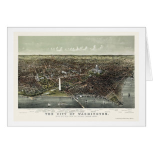 Washington panorama- karta för DC - 1892 Hälsningskort