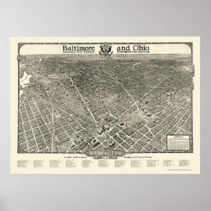Washington panorama- karta för DC - 1923 Poster
