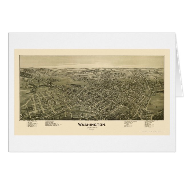 Washington panorama- karta för PA - 1897 Hälsningskort (Framsidan Horizontal)