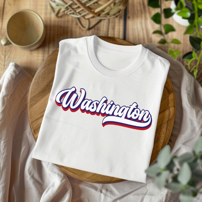 Washington Red White & Blue Vintage Script T-Shirt (Skapare uppladdad)