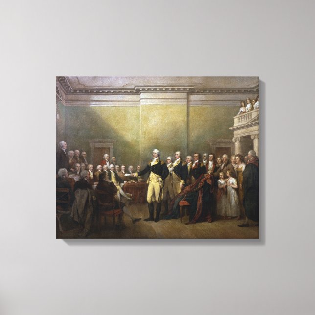 Washington Resignerar sin kommission John Trumbull Canvastryck (Framsida)