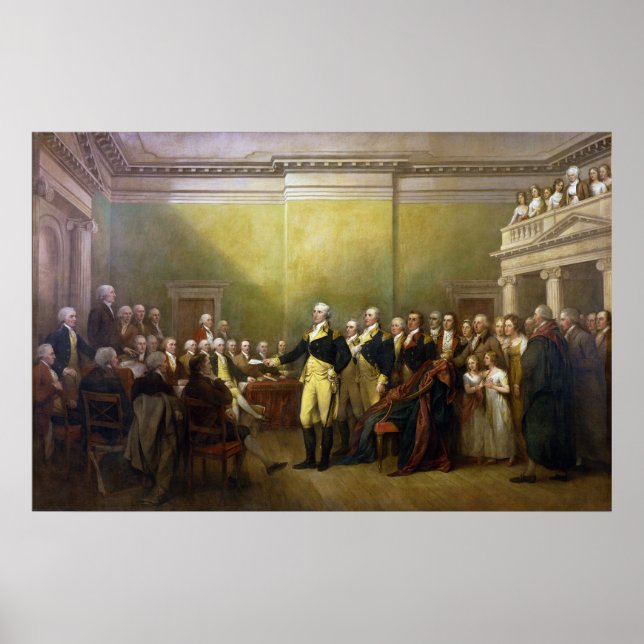 Washington Resignerar sin kommission John Trumbull Poster (Framsidan)