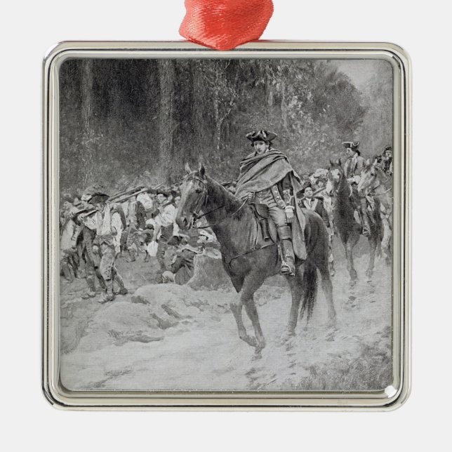 Washington reträtt från underbara ängar julgransprydnad metall (Framsidan)