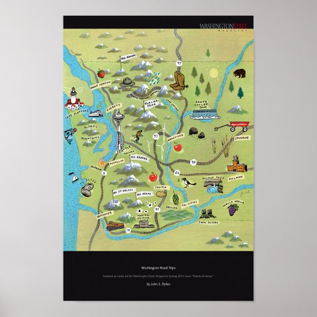 Washington Roadtripss av John S. Dykes Poster (Framsidan)