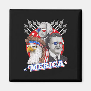 Washington Roosevelt Örn 4 juli Patrio Magnet